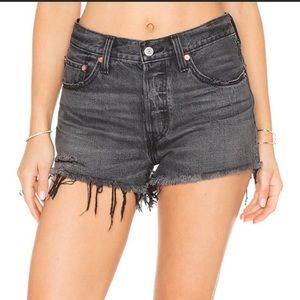 Levi's 501 Shorts in Slashed Black